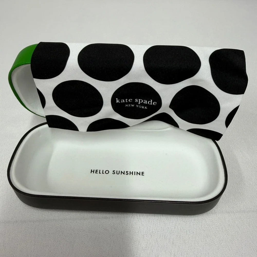 Kate Spade New York Green and Black Hard Sunglasses Case with Polka Dot Cloth